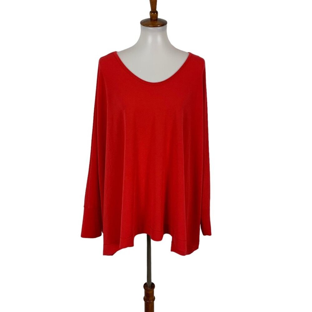 P Luca Milano Red Oversized Dolman Top Large‎ XL Slouchy Comfy Stylish